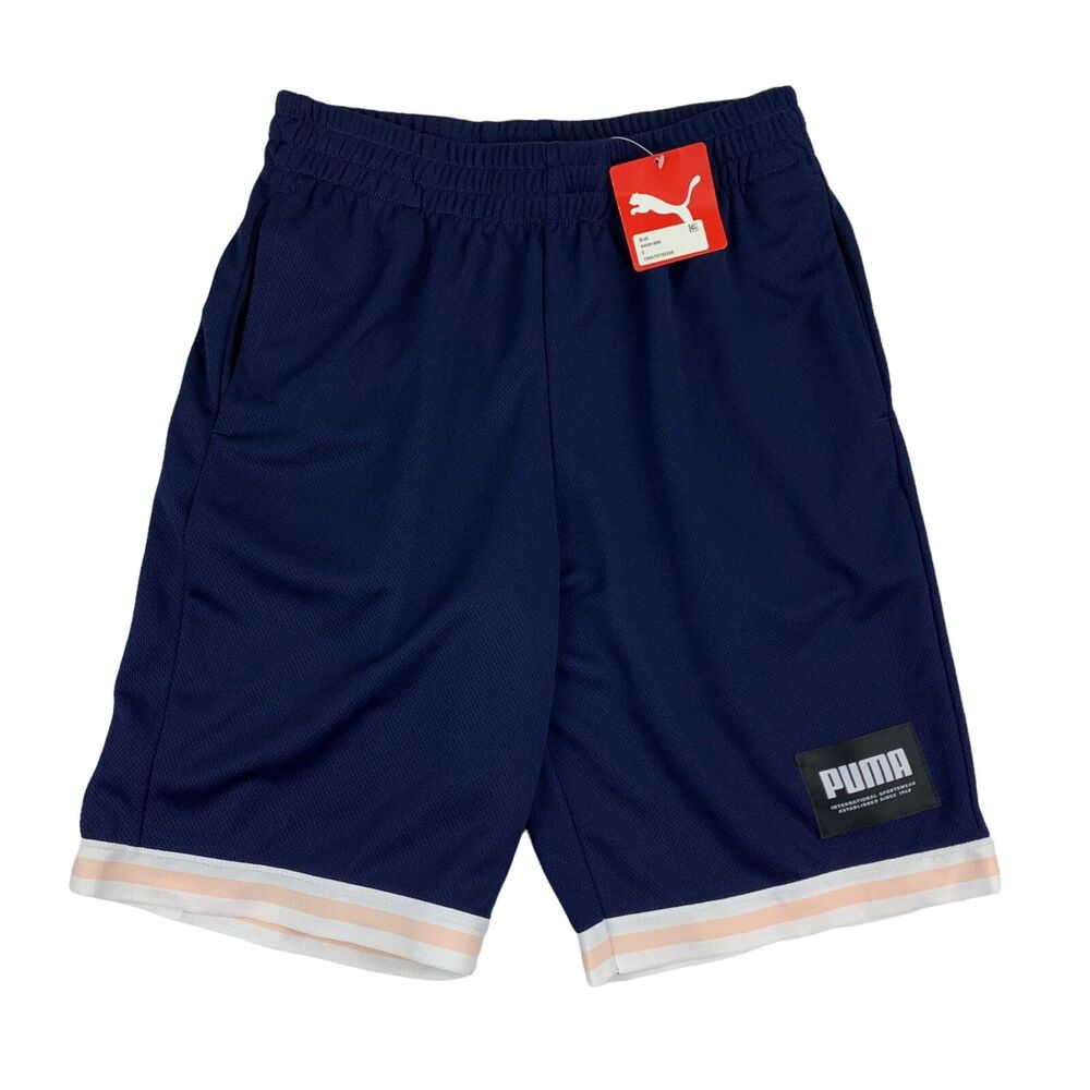 Puma Mens Summer Court Regular Fit 10" Drawstring Mesh Shorts Navy Blue S